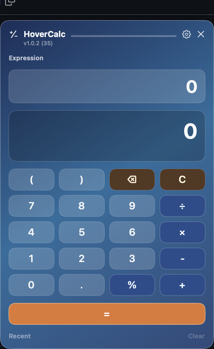 HoverCalc calculator view