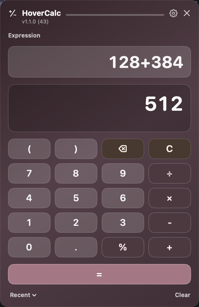 HoverCalc Blush theme