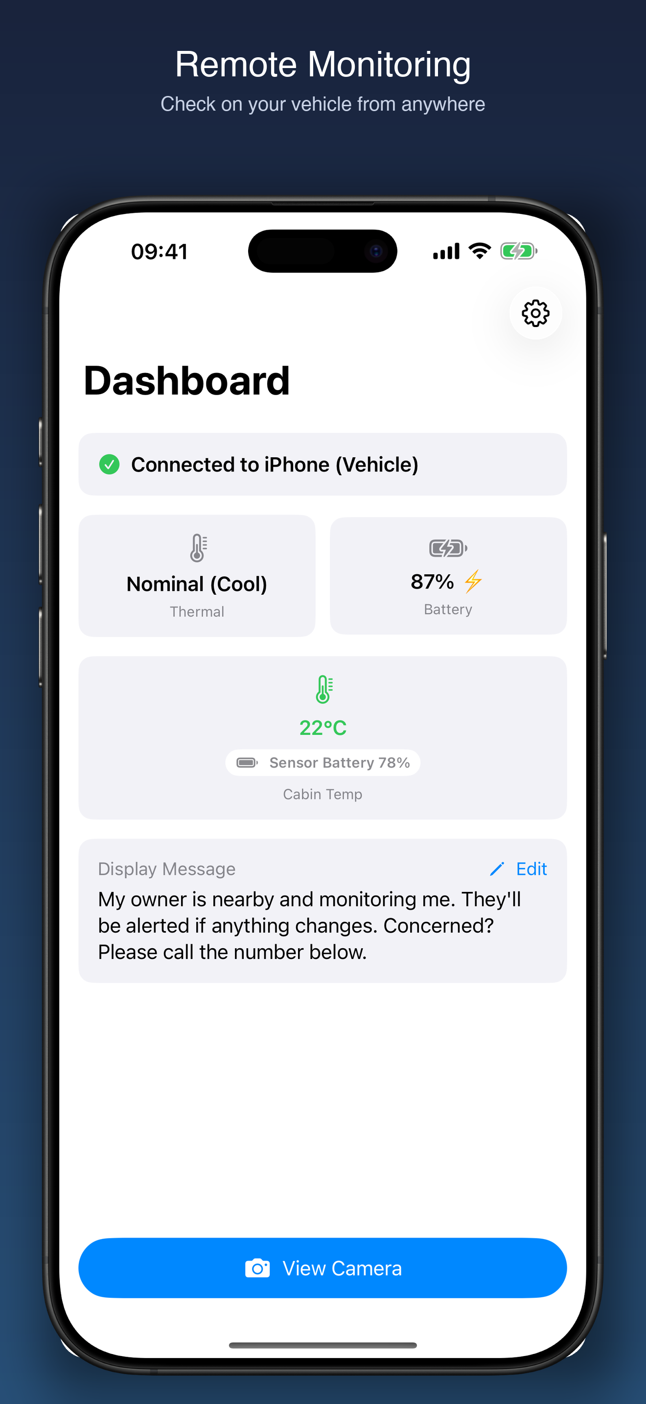 PawMode personal dashboard paired with a vehicle