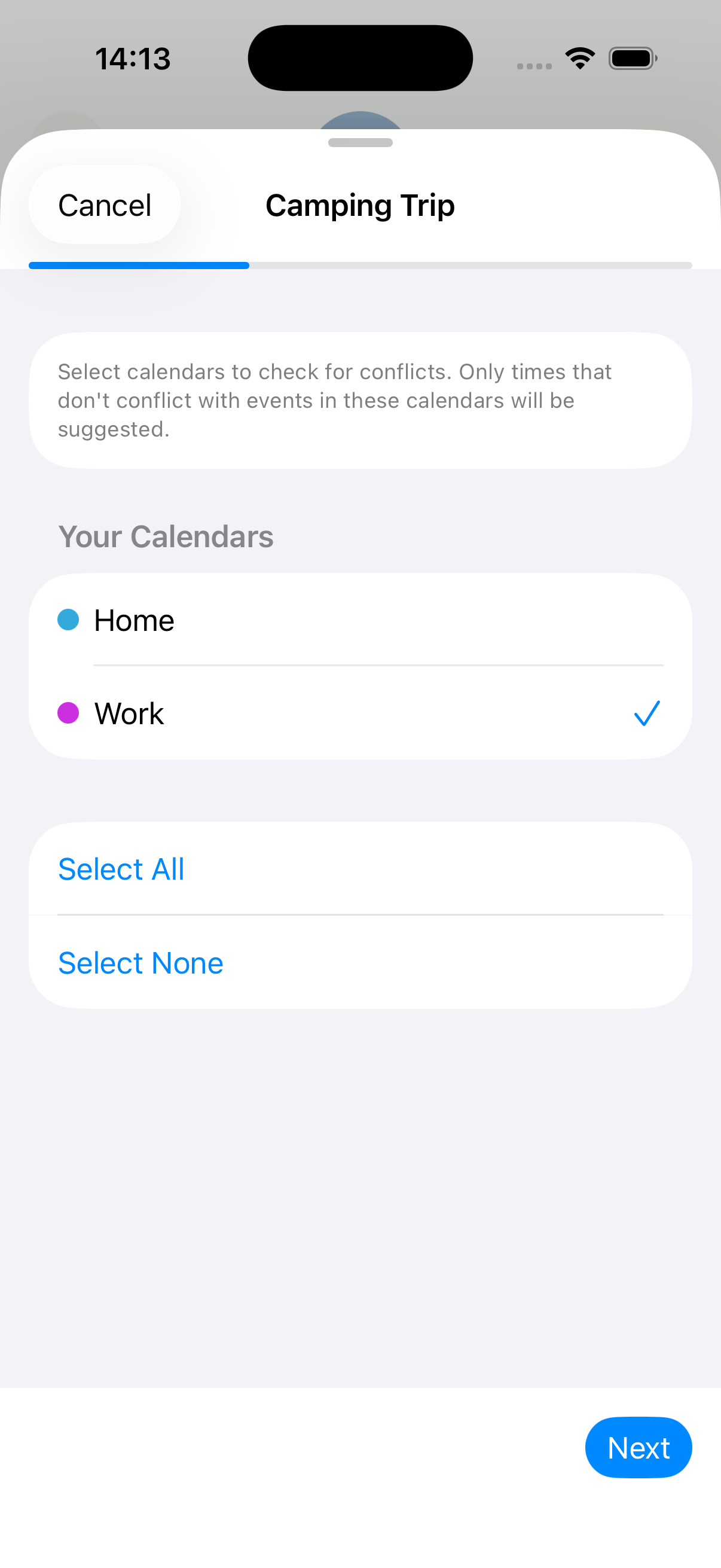 PickDatePlace attendee screen 1