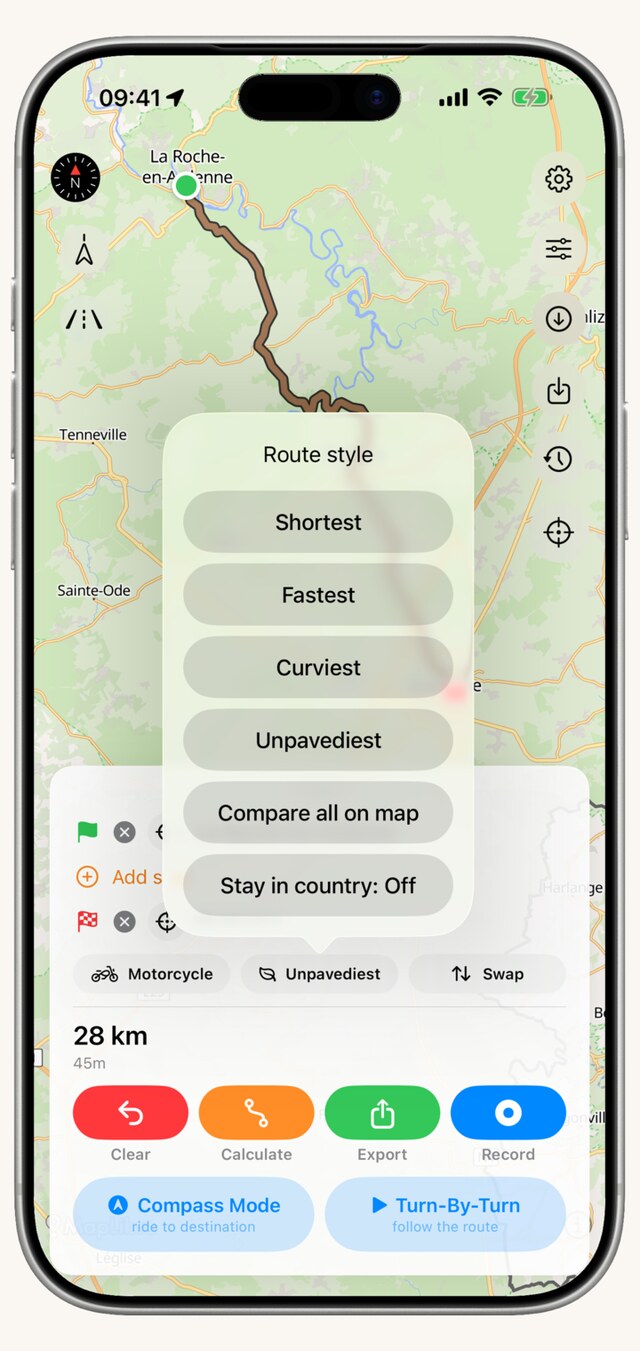 TrackHound route style picker
