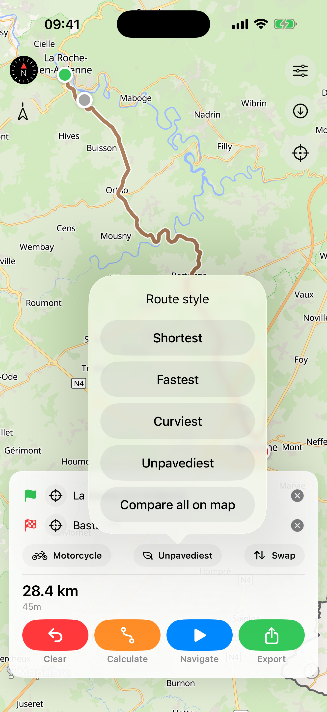 TrackHound route style picker